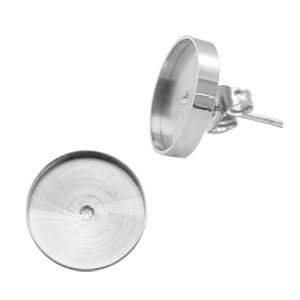 Polaris Steel Ohrringe mit Fassung f&uuml;r 7mm Cabochon/Swarovski SS34 Antik silber