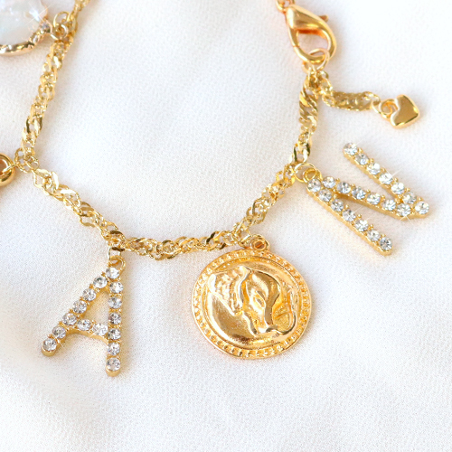 Inspiration mit die neue Metall Initial Anh&auml;nger mit Strass + Schmuck Karten