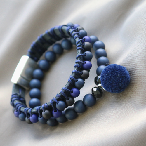 Das m&uuml;ssen Sie sehen! Stilvolle Inspiration Schmuck aus Acryl Perlen und verschiedenen Reihmaterialien, zusammengestellt in dunklen T&ouml;nen wie z.B. Blau und Anthrazit!