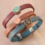 Winterschmuck mit Holz Cabochons, Cuoio Armb&auml;ndern und Macram&eacute; Band