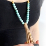 Sch&ouml;ner Schmuck mit melierten Glasperlen, Quaste, Rocailles und sch&ouml;ne DQ Metall Perlen und Anh&auml;nger!