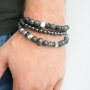 M&auml;nner Schmuck mit Totenkopf und Perlen aus Hematite und Naturstein