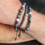 M&auml;nner Schmuck mit Totenkopf und Perlen aus Hematite und Naturstein
