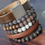  M&auml;nnerschmuck in einem Set mit Lava Perlen, Holz Perlen, Acrylperlen, Cuoio und Divino!